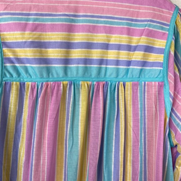Lazy Life House Patio Dress Women's 1/2 Zip Pastel Stripes Muumuu Size 1X - Picture 11 of 14